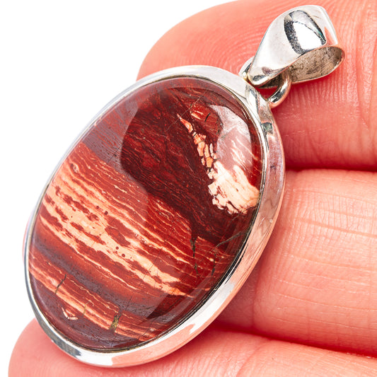 Sterling silver oval pendant with red snakeskin jasper cabochon and bail