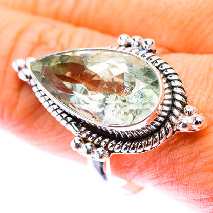 Large Faceted Green Amethyst Ring Size 11 (925 Sterling Silver) RING140273