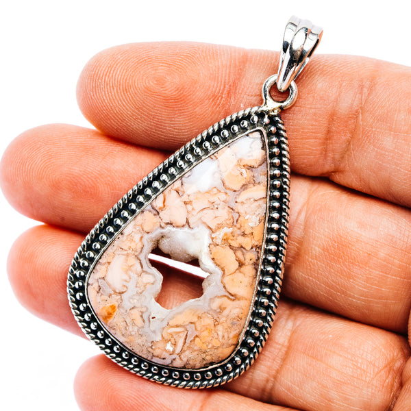 Mexican Cotton Candy Agate Pendant 2 3/8" (.925 Sterling Silver)