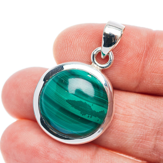 Premium Malachite Pendant 1 3/8" (.925 Sterling Silver)