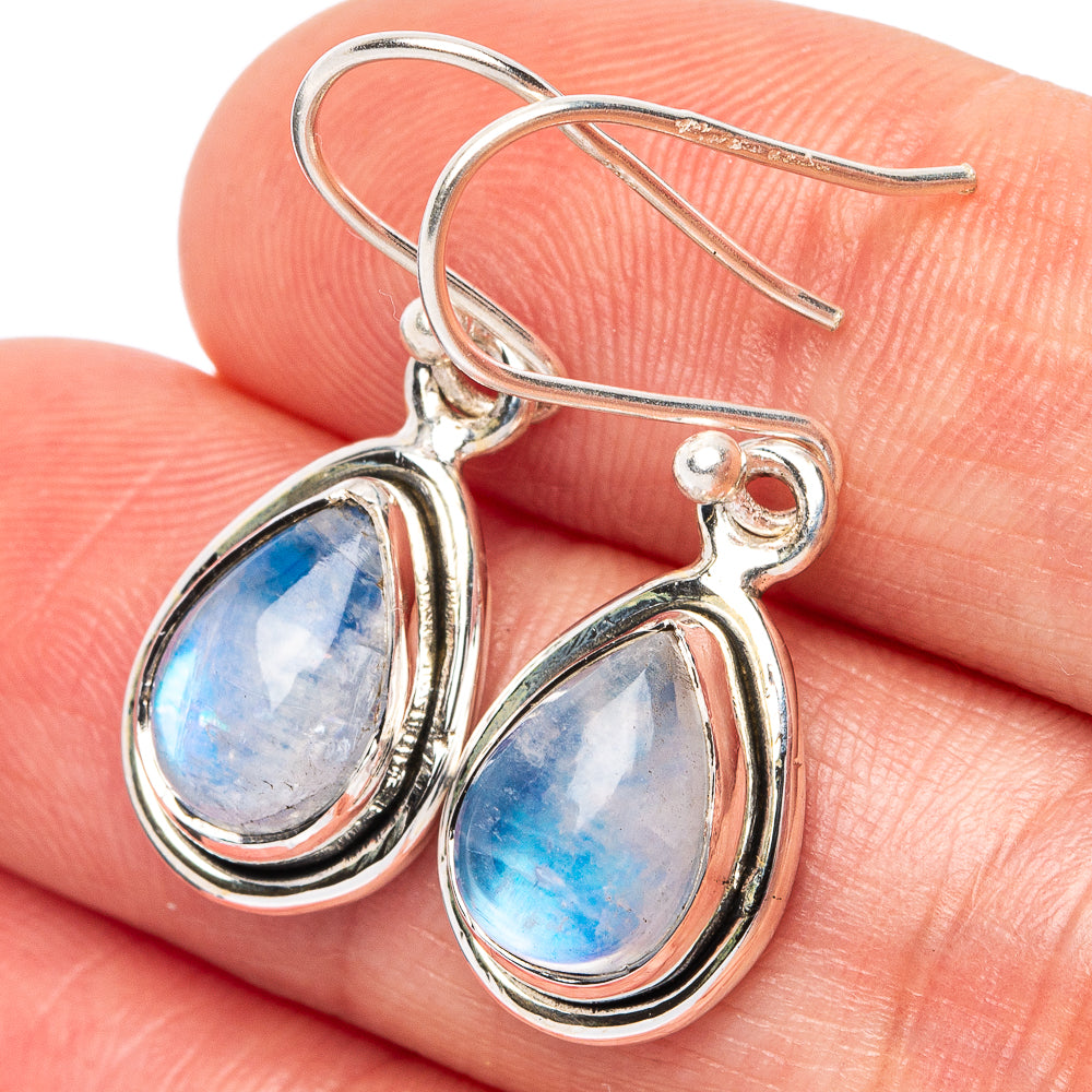 Rainbow Moonstone Earrings 1 1/8" (925 Sterling Silver) E2563