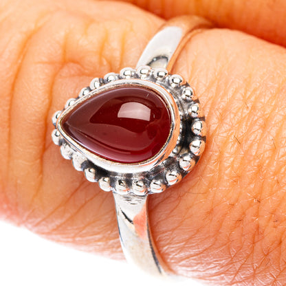 Red Onyx Dainty Ring Size 8.25 (925 Sterling Silver) R5807