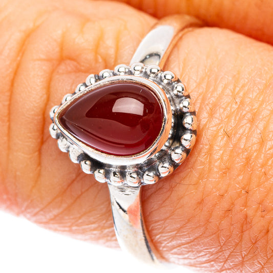 Red Onyx Dainty Ring Size 8.25 (925 Sterling Silver) R5807