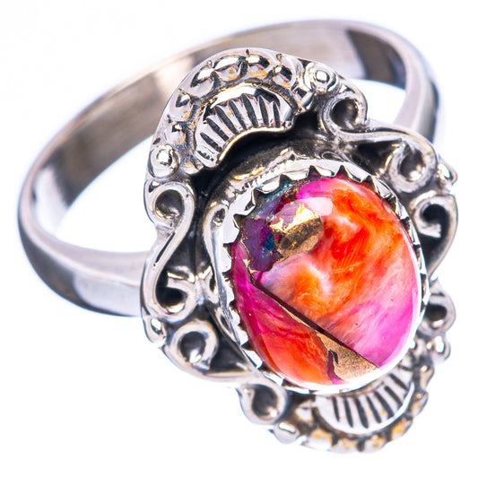 Kingman Pink Dahlia Turquoise Ring Size 7 (925 Sterling Silver) R3980