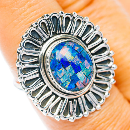 Southwestern Style Mosaic Opal Ring Size 8 (.925 Sterling Silver)
