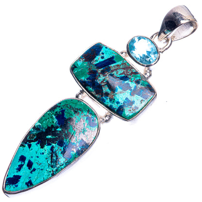 Azurite, Blue Topaz Pendant 2 1/8" (925 Sterling Silver) P39193