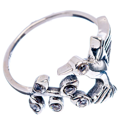 Cubic Zirconia Hummingbird Dainty Ring Size 6.5 (.925 Sterling Silver)