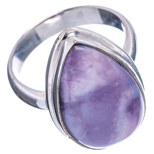 Sterling silver ring with oval purple stone bezel, size 6