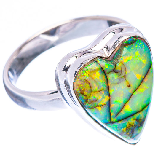 Rare Sterling Opal Heart Ring Size 6.25 (925 Sterling Silver) R2236