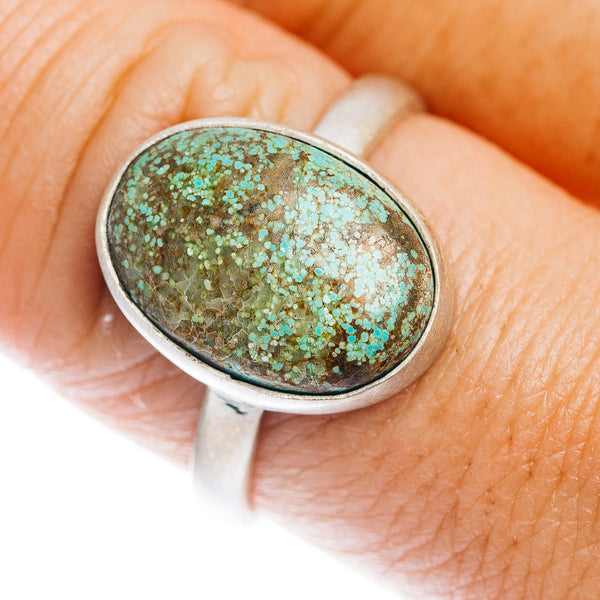 Number 8 Mine Turquoise Ring Size 9 (.925 Sterling Silver)
