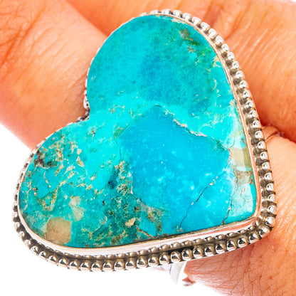Mohave Turquoise Heart Ring Size 9.75 (.925 Sterling Silver)