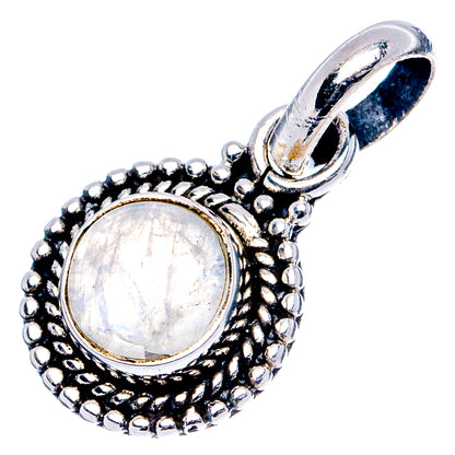 Rainbow Moonstone Dainty Pendant 7/8" (.925 Sterling Silver)