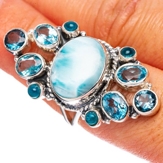 Signature Larimar, Blue Topaz Ring Size 7 (925 Sterling Silver) R3532