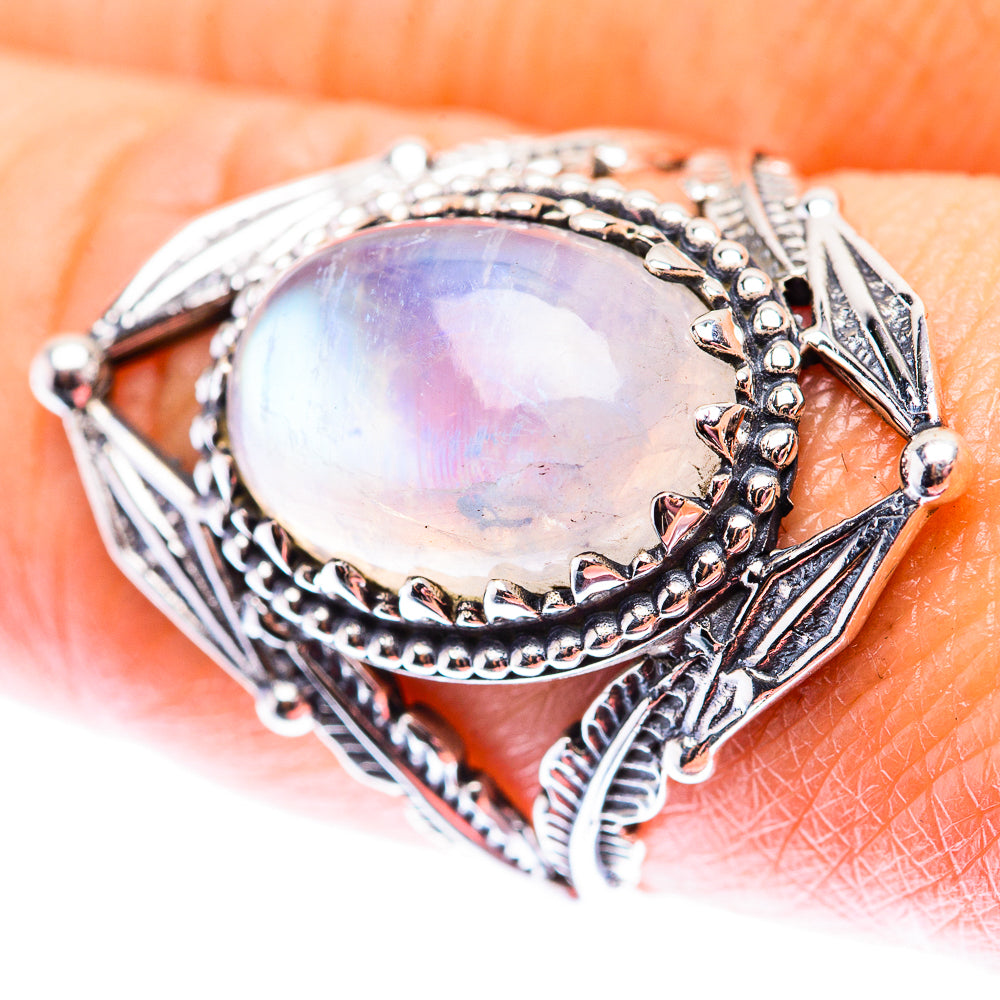 Rainbow Moonstone Ring Size 8.5 (925 Sterling Silver) RING140130