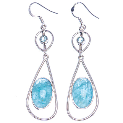 Signature Aquamarine, Blue Topaz Earrings 2 7/8" (.925 Sterling Silver)