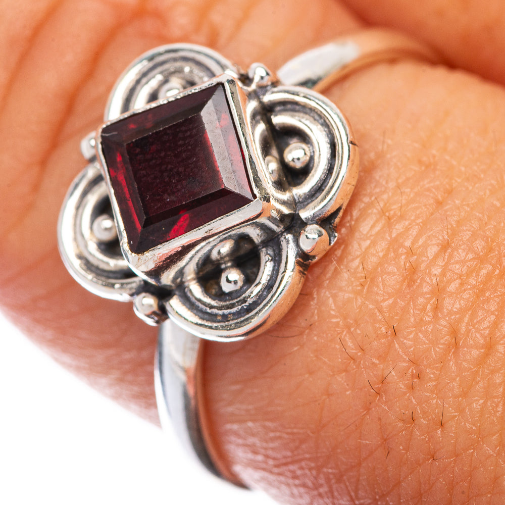 Garnet Dainty Ring Size 8.5 (925 Sterling Silver) R145181