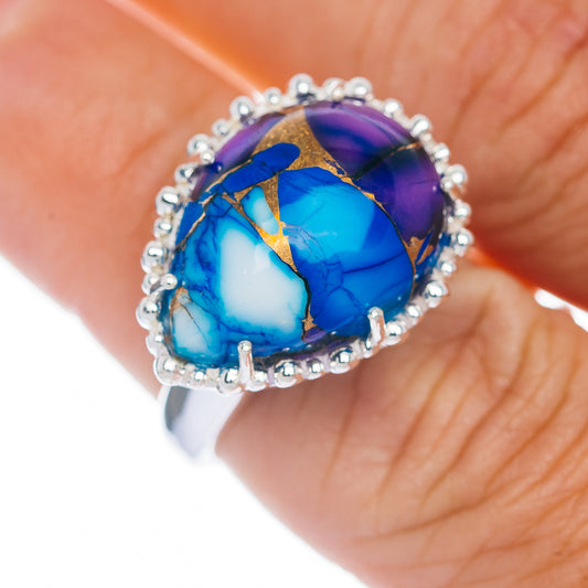 Exclusive Violet Blue Dahlia Mohave Turquoise Ring Size 6.5 (.925 Sterling Silver)