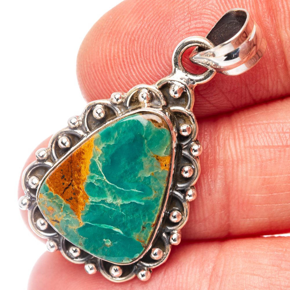 Royston Turquoise Pendant 1 3/8" (.925 Sterling Silver)