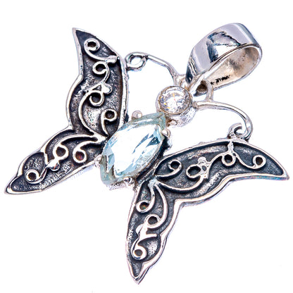 Blue Topaz Butterfly Dainty Pendant 1" (925 Sterling Silver) P43535