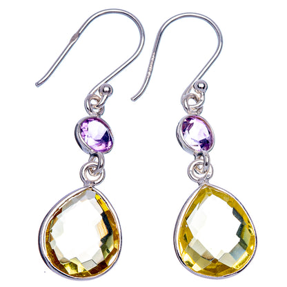 Faceted Citrine, Amethyst Earrings 1 1/2" (925 Sterling Silver) E433285