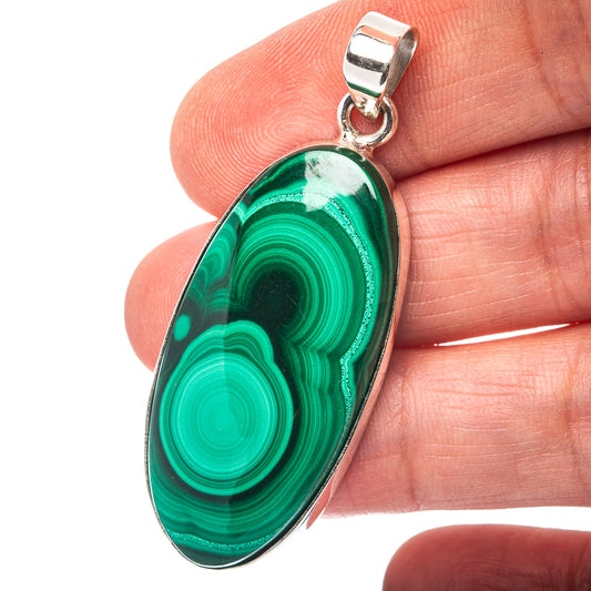 Malachite Pendant 2" (.925 Sterling Silver)