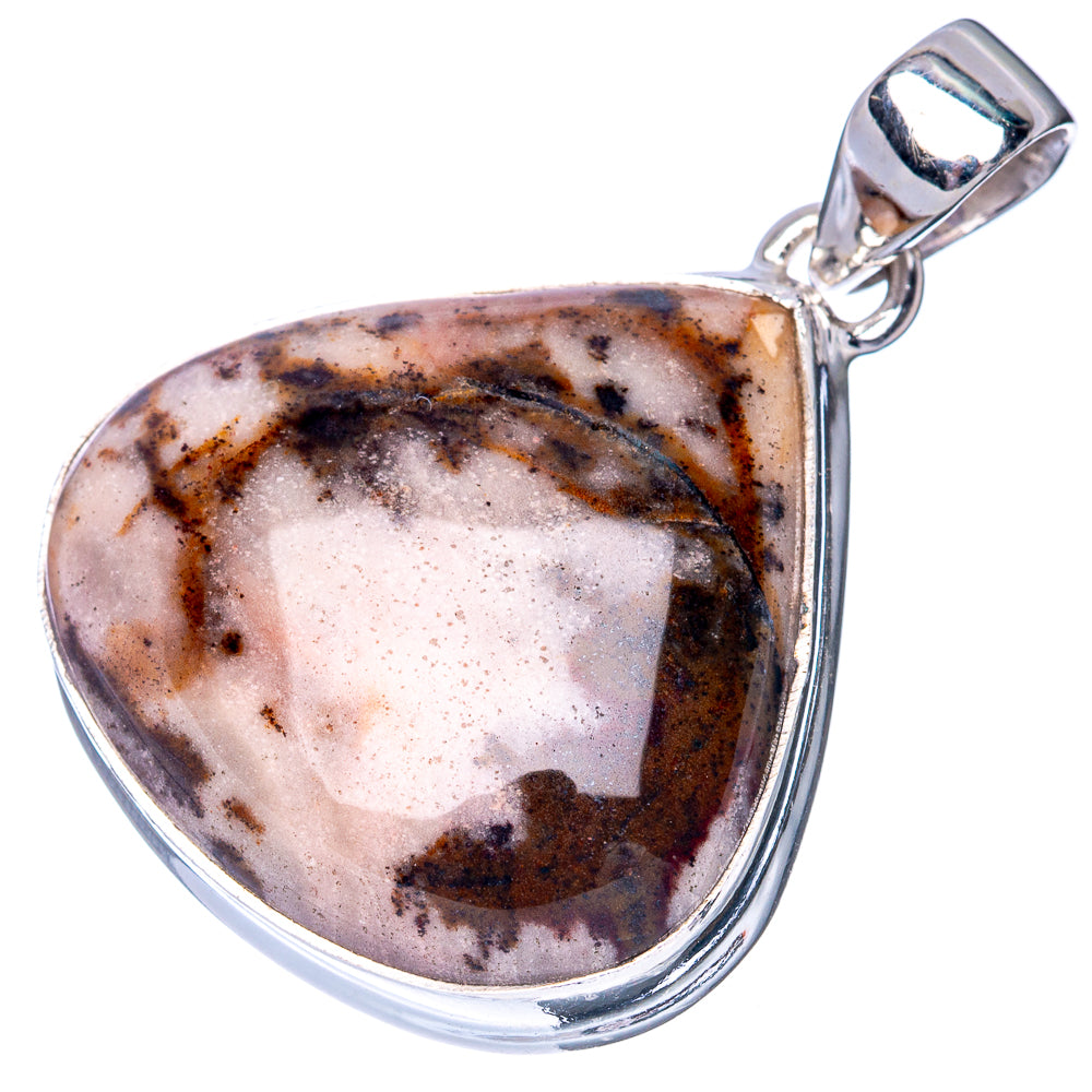 Coconut jasper teardrop pendant in 925 sterling silver, stone close-up with bail