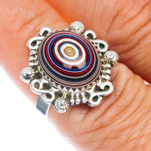 Premium Fordite Ring Size 7 (.925 Sterling Silver)
