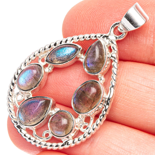 Labradorite 925 Sterling Silver Premium Pendants 1 5/8" (925 Sterling Silver) P43755