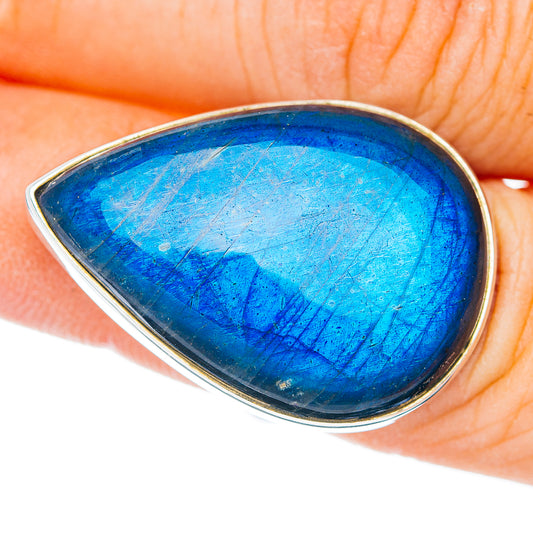 Premium Labradorite Ring Size 7 Adjustable (.925 Sterling Silver)