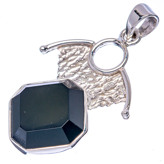 Premium Black Onyx 925 Sterling Silver Pendant 1 1/2" Ana Co P42275