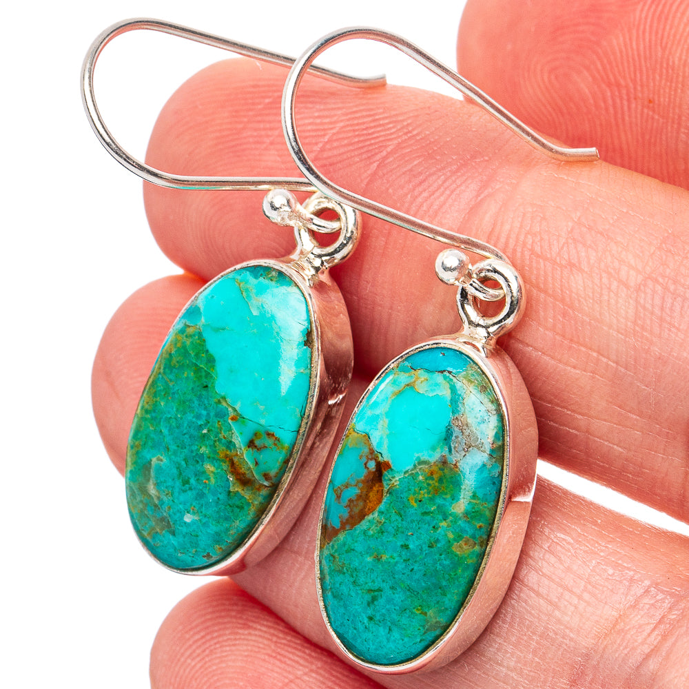 Arizona Turquoise Earrings 1 1/2" (.925 Sterling Silver)