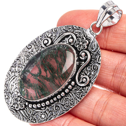 Moss Agate Pendant 2 1/2" (German Silver)