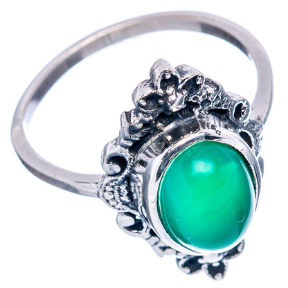 Green Onyx Dainty Ring Size 6.75 (.925 Sterling Silver)