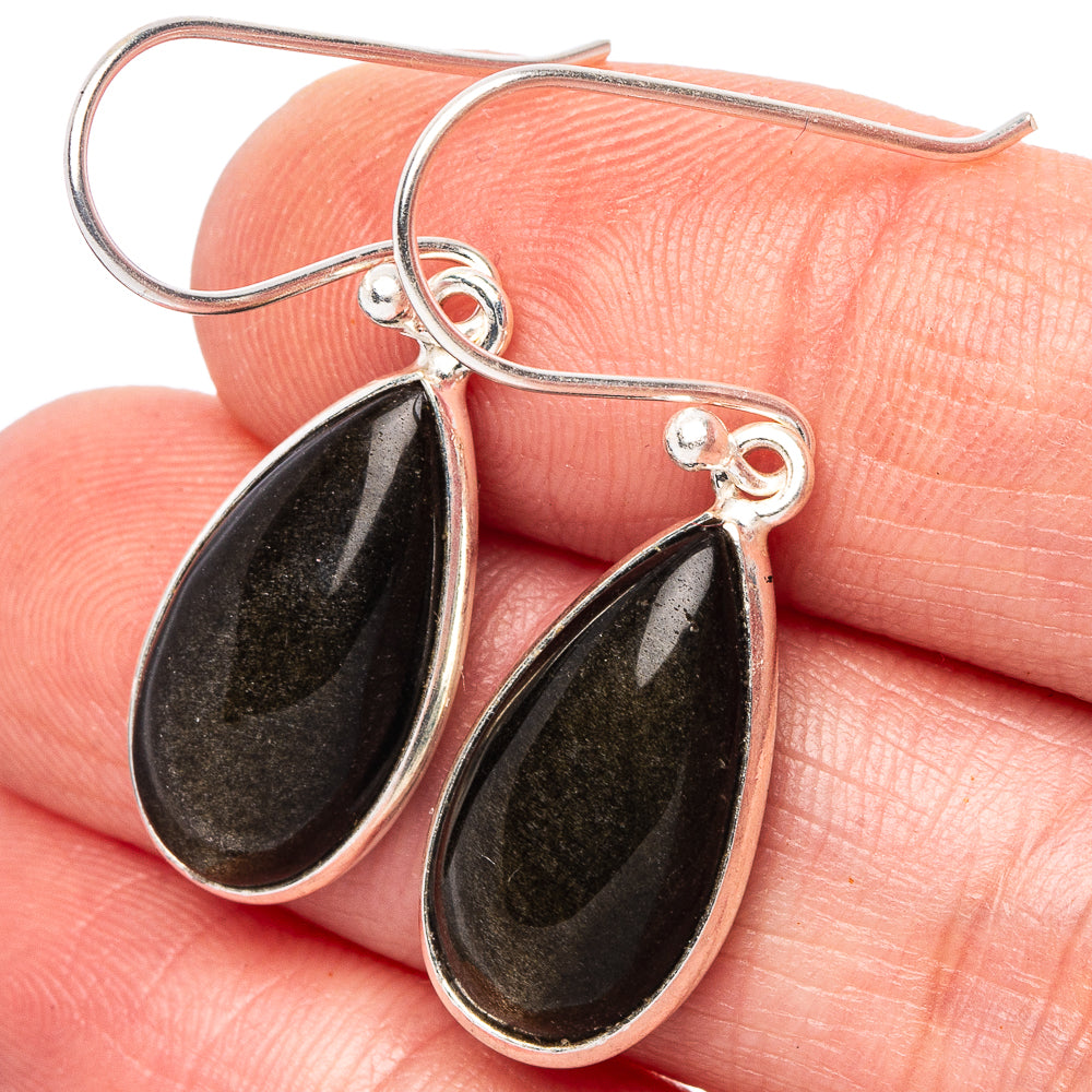 925 sterling silver drop earrings with dark teardrop stones and oval frames