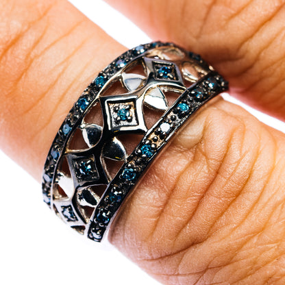 Blue Diamond Ring Size 8.5 (.925 Sterling Silver)
