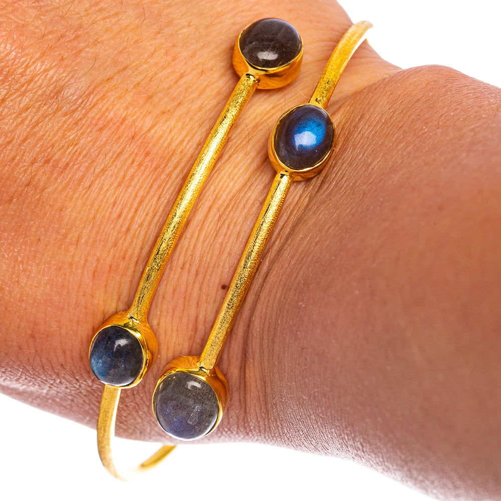 Labradorite Cuff Bracelet 7 To 8" (925 Sterling Silver) BR90332