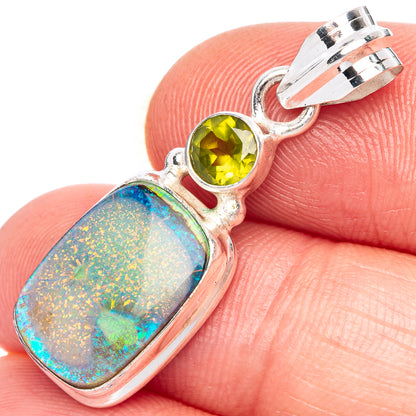 Rare Sterling Opal, Peridot Pendant 1 3/8" (925 Sterling Silver) P39964