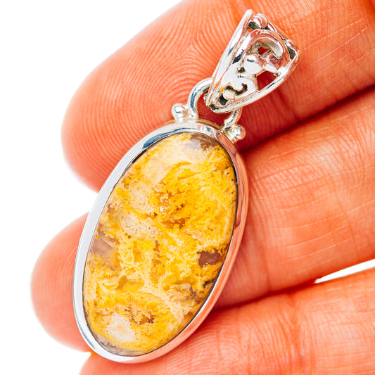 Plume Agate Pendant 1 1/2" (.925 Sterling Silver)
