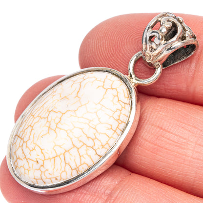 Fire Crab Agate Pendant 1 5/8" (925 Sterling Silver) P40083