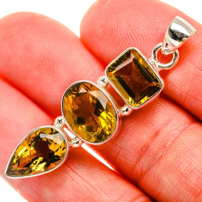 Faceted Citrine Pendant 1 7/8" (925 Sterling Silver) PD38095