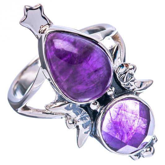 Premium Amethyst Moon Star 925 Sterling Silver Ring Size 6 Ana Co R3581