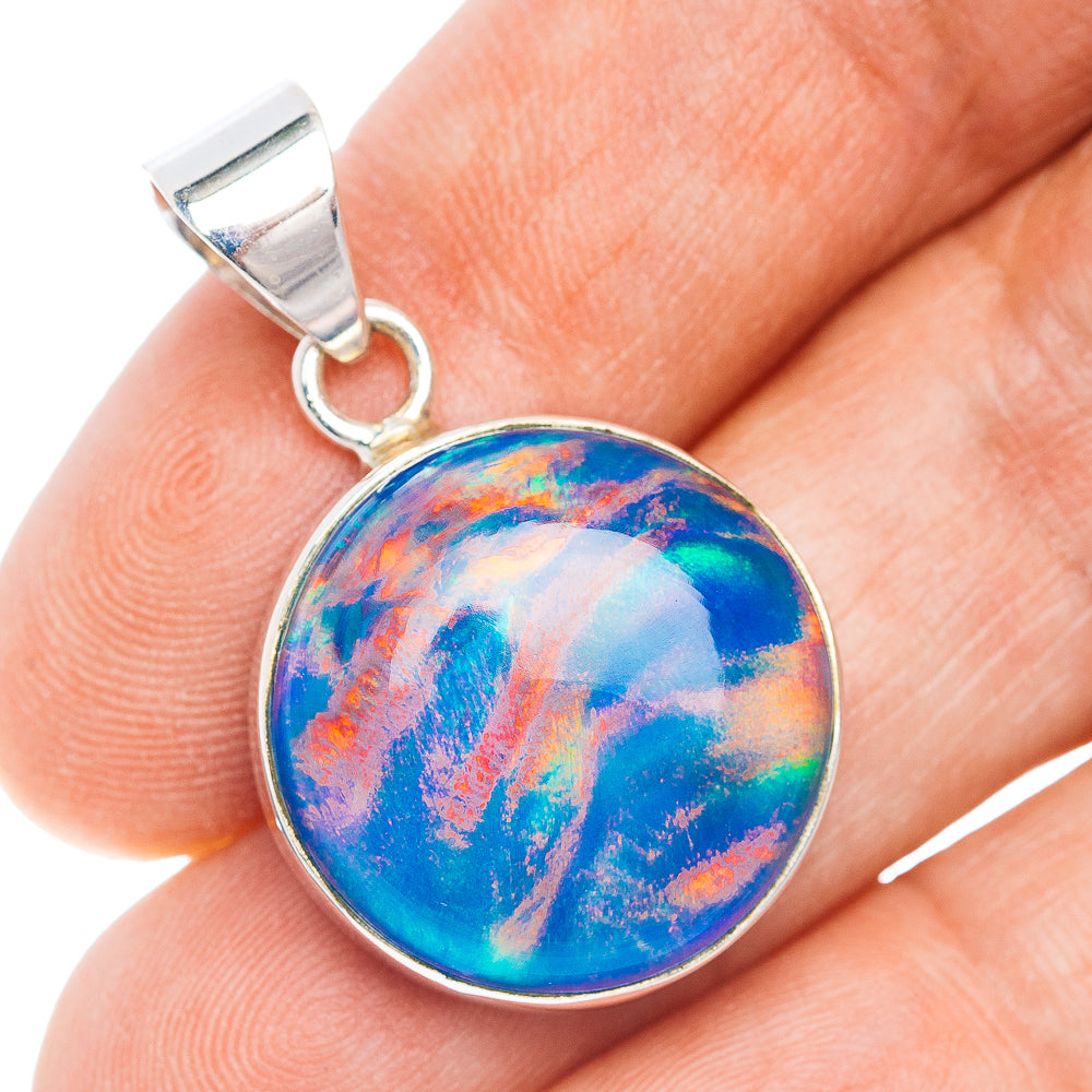 Aurora Opal Pendant 1 3/8" (.925 Sterling Silver)
