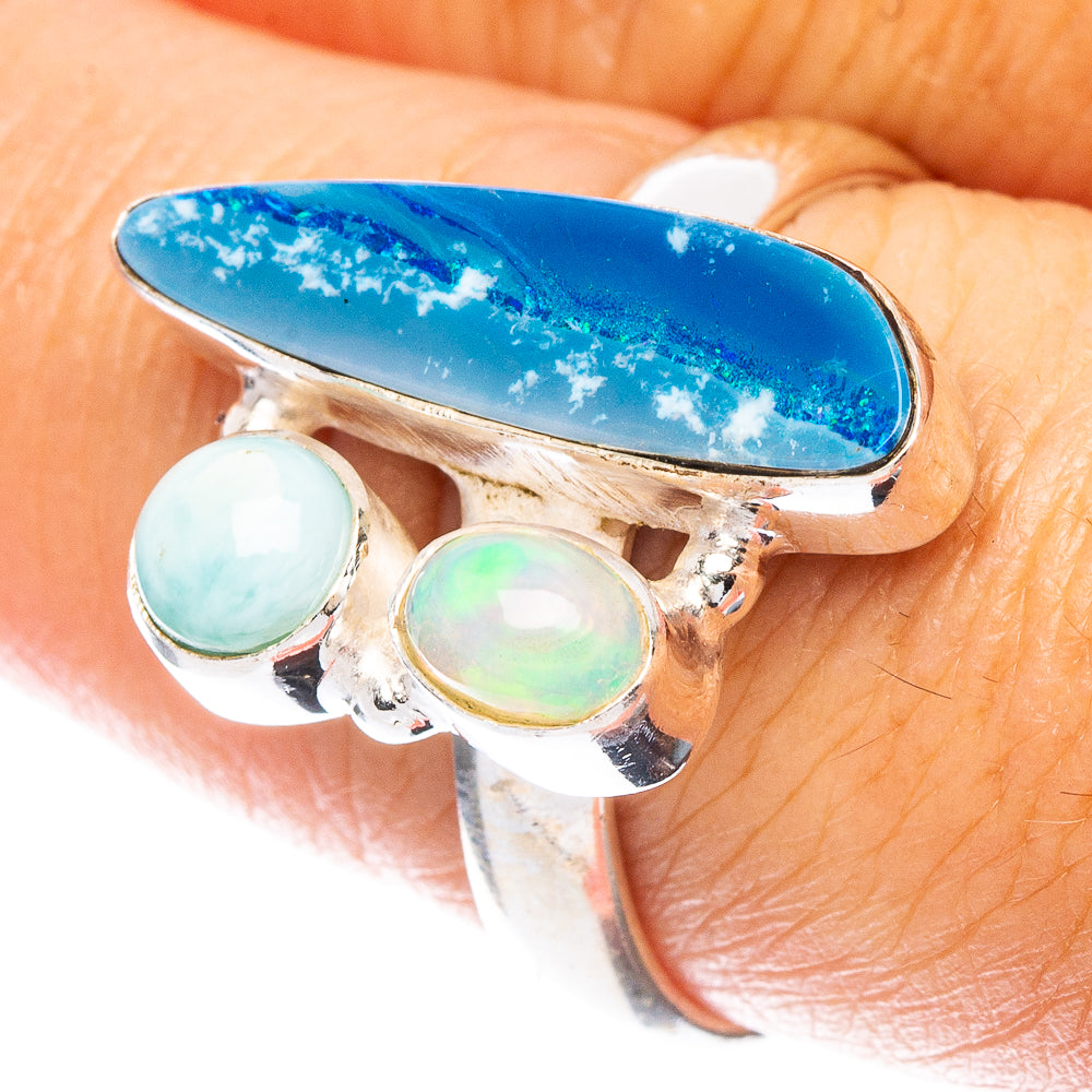 Rare Doublet Opal, Ethiopian Opal, Larimar Ring Size 8.25 (925 Sterling Silver) R7552