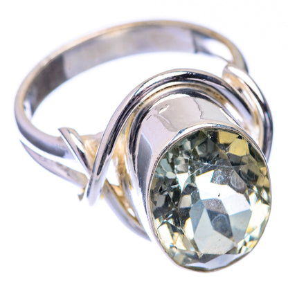 Faceted Green Amethyst Ring Size 7 (925 Sterling Silver) R141570