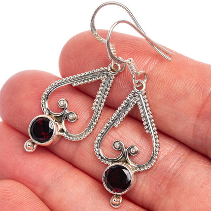 Garnet Earrings 1 5/8" (925 Sterling Silver) E433530