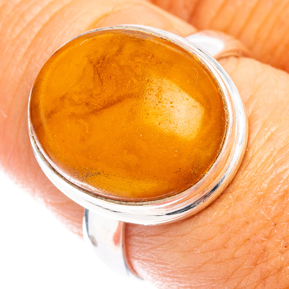 Bone Amber Ring Size 8 (.925 Sterling Silver)