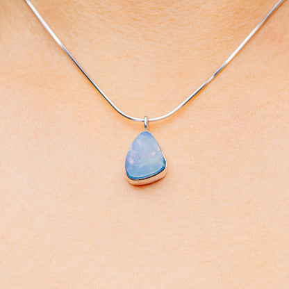 Australian Fire Opal Necklace 16" (.925 Sterling Silver)