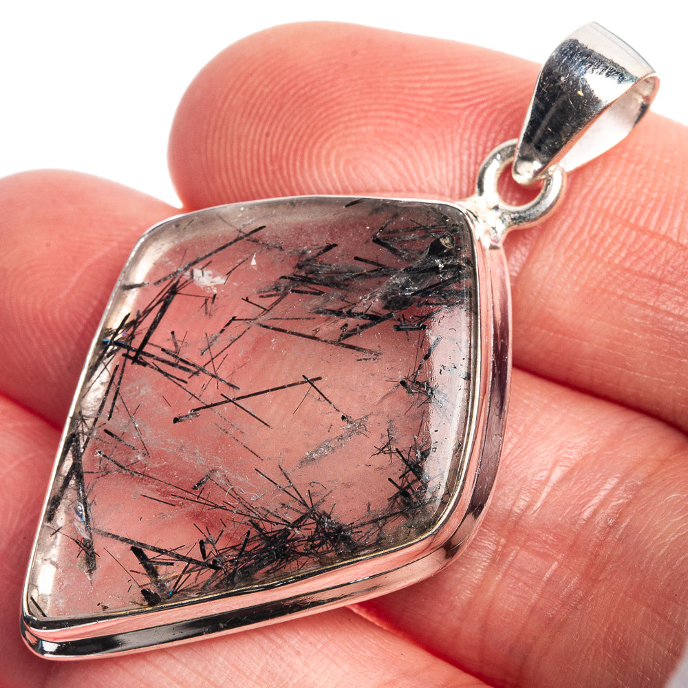 Tourmalinated Quartz Pendant 1 3/4" (925 Sterling Silver) P39758