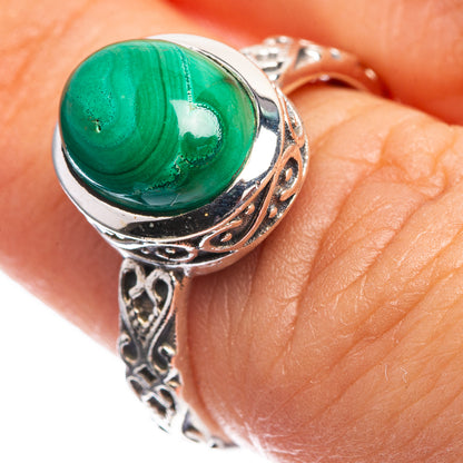 Malachite Dainty Ring Size 7 (925 Sterling Silver) R142546