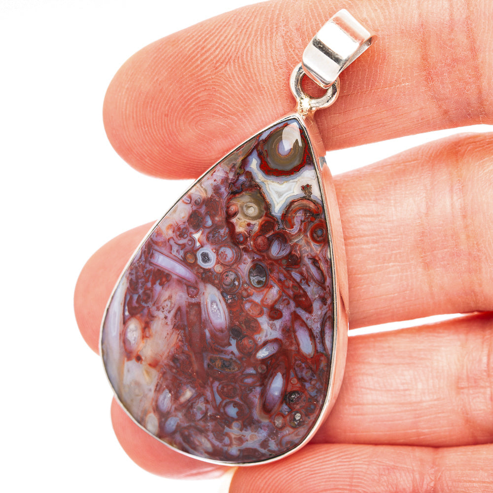 Fossilized Palm Root Agat Pendant 2" (.925 Sterling Silver)